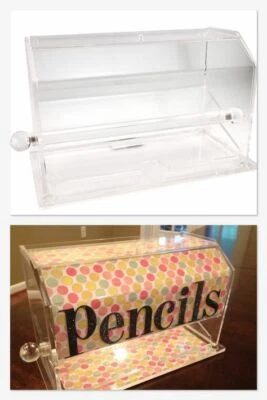 Pencil/Straw Dispenser, Acrylic, Clear — 第 1/4 张图片