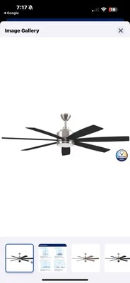 Harbor Breeze Cogdell 60-Inches Brushed Nickel with Black/Auburn Blades Color-Ch - Image 1 of 4