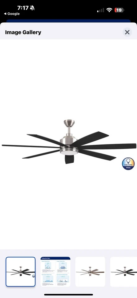 Harbor Breeze Cogdell 60-Inches Brushed Nickel with Black/Auburn Blades Color-Ch - Image 1 of 4