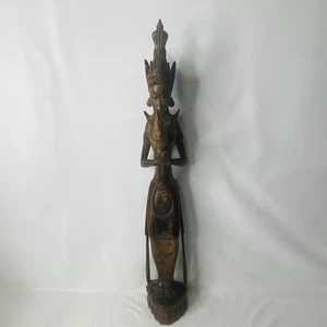 Hand-Carved BALI Woman Goddess Dewi Sri 27" Tall Statue Vintage - Picture 1 of 24