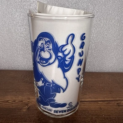 Grumpy Blue Glass Tumbler Snow White & Seven Dwarfs Disney Vintage 1938 Promo - Image 1 of 4