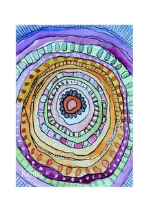 Aceo Abstract Art Collector Card Painting Original by Kenna 2.5” X 3.5” Signed - Picture 1 of 4