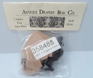 Antique Drapery Rod Company 1" ANGELICA FINIAL, Italian Walnut, Set of 2 FIIANI - Picture 1 of 2