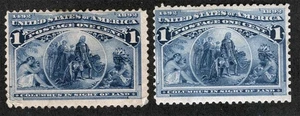 US Sc 230 Blue 1¢ 1893 Original Gum Hinge Remnant Shade Study Set - Picture 1 of 1