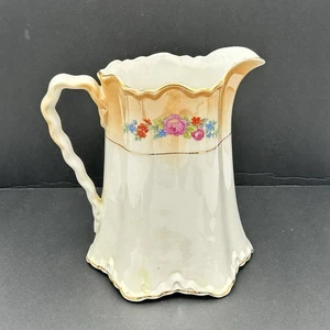 Antik C.P. Co 8" Krug Blumenmuster Pfirsich & Gold mit Rosen - Bild 1 von 6