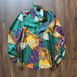 Blusa de seda Laurèl multicolor estampado preppy túnica longitud EU 34 US 4 - Imagen 1 de 8