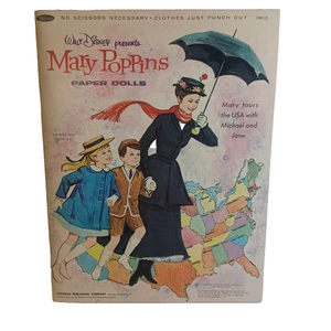 Walt Disney Mary Poppins Paper Doll Whitman 1966 NEW Uncut USA Book Jane Michael - Picture 1 of 3