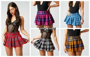 Tartan Pleated Mini Skirt High Waist Check Plaid Casual Short Women's Skirts - Picture 1 of 37