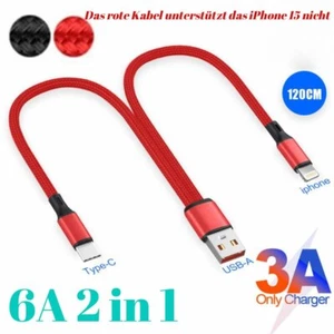 2 in 1 Ladekabel Samsung Huawei  iPhone  14/13/12/11/Pro, USB C iPhone 15 16 - Bild 1 von 15
