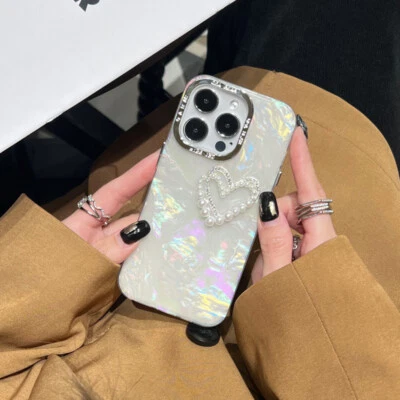 Bumper Pearl Love Silicone For iPhone 15 14 13 12 11 Pro Max Case Cover Luxury - Image 1 of 4