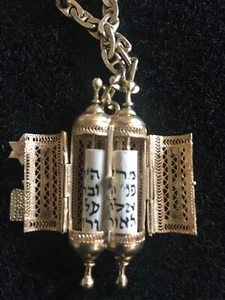 Vintage 14K Gold Türkis Emaille Tora Rolle öffnet 10,5 Gramm Anhänger - Bild 1 von 5