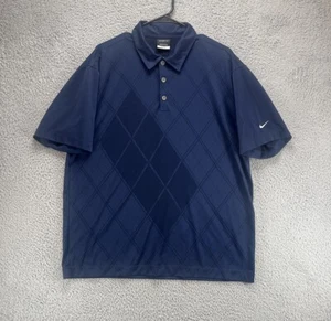 Nike Golf Polo Men Sz Large Blue Argyle Dri-Fit Short Sleeve Shirt Activewear D6 - Picture 1 of 5