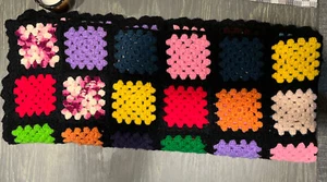 VINTAGE HANDMADE "Granny Square” - Big Bang Crochet Afghan 52in. x 44in. Nice - Picture 1 of 5