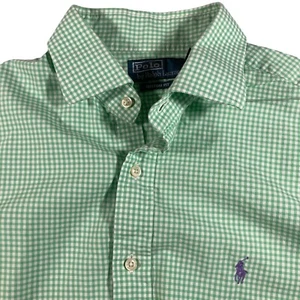 Polo Ralph Lauren Mens Green Custom Fit Gingham Check Shirt 16.5 32/33 *Spot - Picture 1 of 6