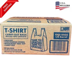 T-Shart Carry Out Bags Bolsas Tipo Camiseta 1000 Bags 1/6 Barrel - Picture 1 of 6