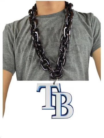 New MLB TAMPA BAY RAYS BLACK BIG Fan Chain Necklace 3D Foam Cover