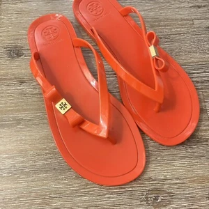 Tory Burch Sandals Jelly Orange Thong /slip On Sandals Size 9M - Picture 1 of 7