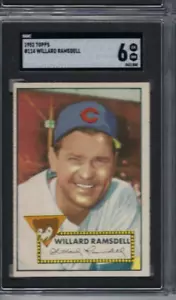 1952 Topps Baseballkarte #114 Willard Ramsdell Chicago Cubs bewertet SGC 6 - Bild 1 von 2