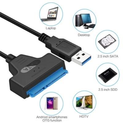 Adapter Kabel mit UASP Support USB 3.0 zu SATA für 2.5 Zoll HDD Festplatten - Bild 1 von 4