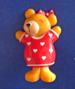 HELLO COLLAR CLIP San Valentín Vintage OSO NIÑA PELUCHE con CORAZONES Joyería - Imagen 1 de 2