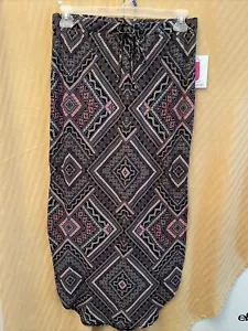 Women Bobbie Brooks M Multicolor Geometric Maxi Long Skirt Double Knee Split NWT - Picture 1 of 7