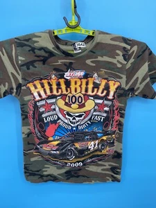 Short Track Racing T Shirt Medium Camo Y2K Double Sided Tyler Hillbilly Race VTG - Picture 1 of 10