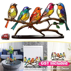 Stained Birds On Branch Desktop Ornaments For Bird Lover Home Decor Desk Decor - Picture 1 of 10