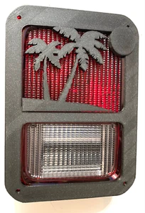 Beach Scene in 3D - Blk For Jeep Wrangler JK/JKU Rear Tail Light Covers - Unique - Picture 1 of 3