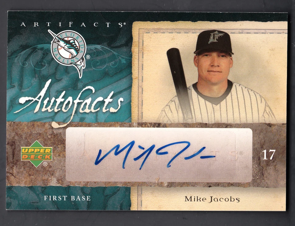 Mike Jacobs 2007 UD Artifacts AutoFacts Autograph Card Marlins - Image 1 of 1