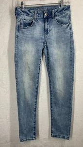 Womens AMERICAN EAGLE OUTFITTERS Super Stretch Skinny Light Wash Blue Jeans Sz.4 - Picture 1 of 11