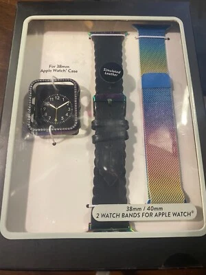 Apple 38 & 40 mm Watch 2 bands & 1 Case Black & Multi Colored  New - Image 1 of 4