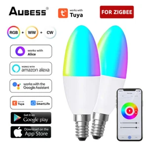 Tuya Zigbee/Wifi Smart LED Light Bulb E14 RGB+CCT Candle Lamp Alexa Google - Picture 1 of 9