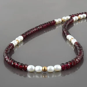 Natural Granate Perla Y Cadena de Cuentas 18" Hilos Hecho Mujer Collar Joyería - Imagen 1 de 5