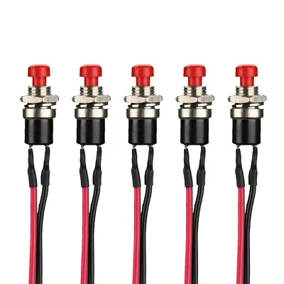 Paquete de 5 interruptores de contacto de botón pulsador precableados para valet enchufables de 250 V con cables IBVSW Foto 1 de 2
