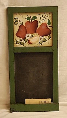 Wooden Message Chalkboard Black Board w Eraser Country Red Apple Theme Wall Art - Image 1 of 4