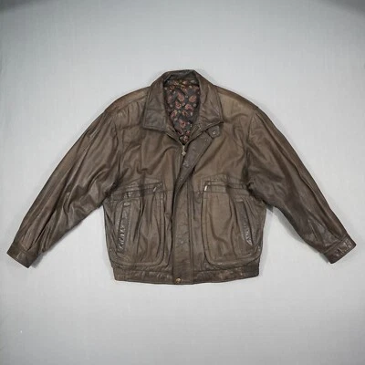 ITALLO Herren Lederjacke Gr. 28 braun Übergangsjacke Winterjacke Paisley Vintage - Bild 1 von 4
