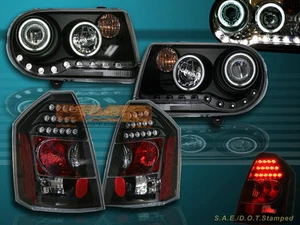 05-07 CHRYSLER 300C /SRT-8 PROJECTOR HEADLIGHTS BLACK CCFL HALO+ LED TAIL LIGHTS - Picture 1 of 4