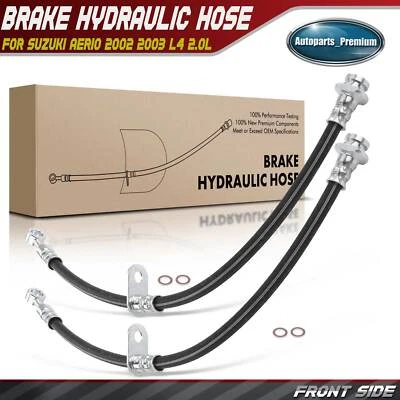 2pcs Front Left & Right Brake Hydraulic Hose for Suzuki Aerio 2002 2003 L4 2.0L - Image 1 of 4