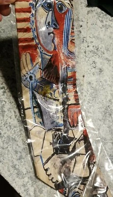 Corbata vintage años 90 colección Picasso FIGURA PALA 1995 seda tie tye arte  Foto 1 de 4