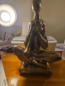 Vintage Mid Century Modern Musician Sculpture Gold Color 1961 Signed 16x10x7"MCM - Picture 1 of 15
