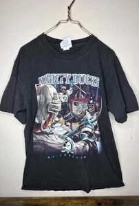 VTG 90s Anaheim Mighty Ducks NHL Lee Sport Graffic Tee Shirt Nutmeg Mills Large - Picture 1 of 10