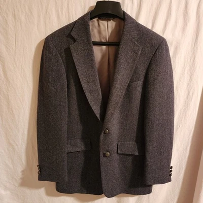 Abrigo Deportivo De Colección Patrick James Para Hombre 40L Lana Carbón Espiga TWEED Hecho en EE. UU. Foto 1 de 4