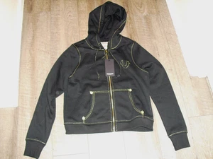 TRUE RELIGION Damen Gr. LG Hoodie Sweatshirt schwarz Buddha Logo am Rücken - Bild 1 von 5