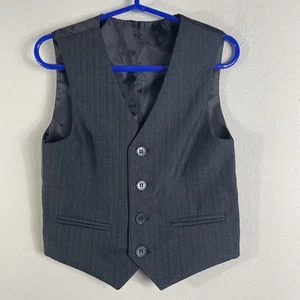 Boys Pocket Formal Vest Four Buttons Size 3T Black Navy Blue Adjustable Back - Picture 1 of 7