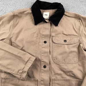 Vans Jacket Mens Medium Tan Canvas Workwear Chore Barn Coat Corduroy Collar - Picture 1 of 11