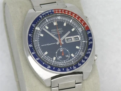 Reloj Seiko 6139-6002 1971 azul "Pogue" cronógrafo, pulsera original, reparado Foto 1 de 4