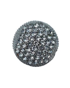 Bottone Gioiello Strass Argento Tondo Bombato Metallo Gambo Mm 25 05734 - Imagen 1 de 3