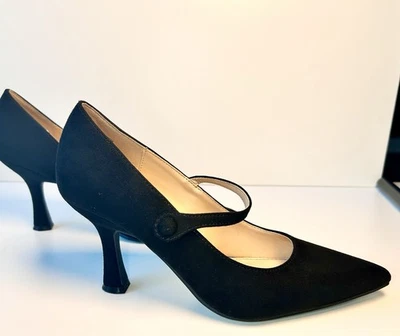 Tacones Liz Claiborne Mary Jane punta imitación gamuza talla 8,5 espuma viscoelástica negros Foto 1 de 4