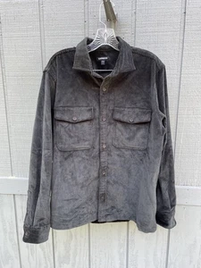 Express Men’s Stretch Corduroy Button Down Shirt Jacket Sz Medium Dark Green - Picture 1 of 7