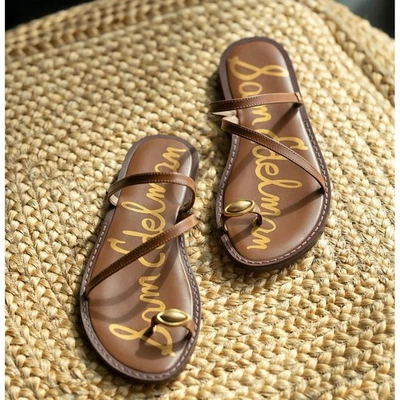 Sam Edelman Harlyn Toe Strap Sandals Size 7 Cognac Brown Tan Leather Vacation - Image 1 of 4